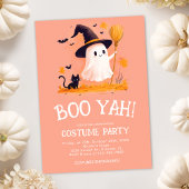 かわいい幽霊ウィッチキッズハロウィーンの衣装パーティー 招待状