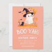 かわいい幽霊ウィッチキッズハロウィーンの衣装パーティー 招待状 (正面)