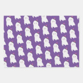 かわいい幽霊ウィッチハットハロウィンテーマ ラッピングペーパーシート (正面2)