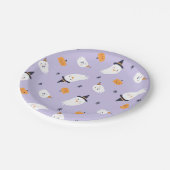 かわいい幽霊ウィッチハットパンプキンズパープルパーティー ペーパープレート (アングル)