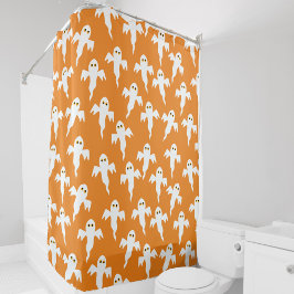 かわいい幽霊オレンジ シャワーカーテン