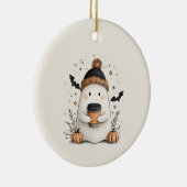 かわいい幽霊カボチャラテ – コージーオータムハロー セラミックオーナメント (右)