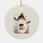 かわいい幽霊カボチャラテ – コージーオータムハロー セラミックオーナメント (裏面)