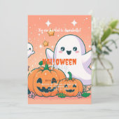 かわいい幽霊カボチャ&スターズハローウィンパーティ 招待状 (スタンド正面)
