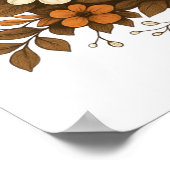 かわいい幽霊カボチャ&秋花 – ハロウィーン ポスター (角)