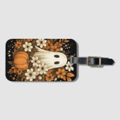 かわいい幽霊カボチャ&秋花 – ハロウィーン ラゲッジタグ (正面横)