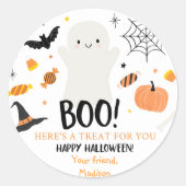 かわいい幽霊カボプキンハロウィーントリートバッグ ラウンドシール (正面)