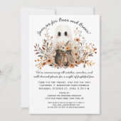 かわいい幽霊カルドロン秋の花ハローウィンパーティ 招待状 (正面)