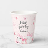 かわいい幽霊ガールハロウィーン誕生日パーティーピンク 紙コップ (正面)