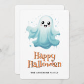 かわいい幽霊キッズハッピーハローウィンカード シーズンカード (正面/裏面)
