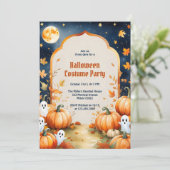 かわいい幽霊キッズハロウィーンの衣装パーティー 招待状 (スタンド正面)