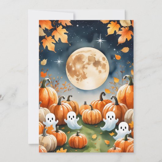 かわいい幽霊キッズハロウィーンの衣装パーティー 招待状 (裏面)