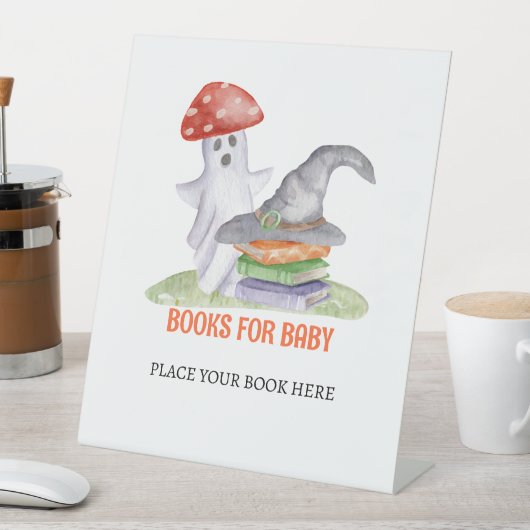 かわいい幽霊キノコベビーサイン用ハロウィンブック 台座サイン (インサイチュ)