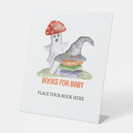 かわいい幽霊キノコベビーサイン用ハロウィンブック 台座サイン (正面)