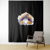 かわいい幽霊キャットとカボチャ – かわいいハロウィーンAr タペストリー (インサイチュ)