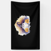 かわいい幽霊キャットとカボチャ – かわいいハロウィーンAr 横断幕 (縦)