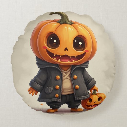 かわいい幽霊キャラクタークッション枕 ラウンドクッション (正面)