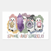 かわいい幽霊クリスタルハロウィーン魔法美学 長方形シール (正面)