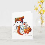 かわいい幽霊クロシェ編み物ラバーズハロウィンコーヒー カード (黄色い花)