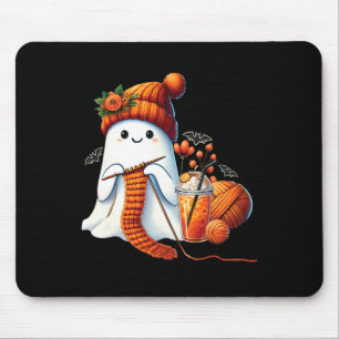 かわいい幽霊クロシェ編み物ラバーズハロウィンコーヒー マウスパッド