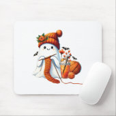 かわいい幽霊クロシェ編み物ラバーズハロウィンコーヒー マウスパッド (マウス)