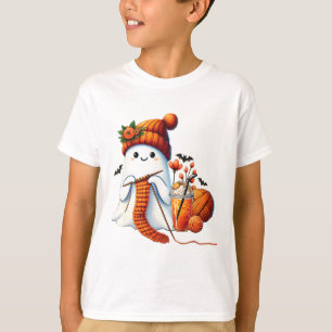 かわいい幽霊クロシェ編み物ラバーズハロウィンコーヒー Tシャツ