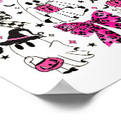 かわいい幽霊コケットエステティックピンク弓不気味海 ポスター (角)