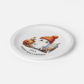 かわいい幽霊サッカー選手ハッピーハローウィン ペーパープレート (アングル)