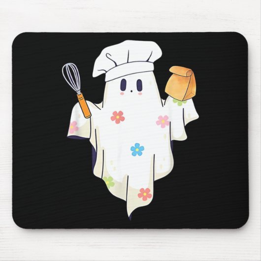 かわいい幽霊シェフ 笑う給食のおばさん 学校給食 マウスパッド (正面)