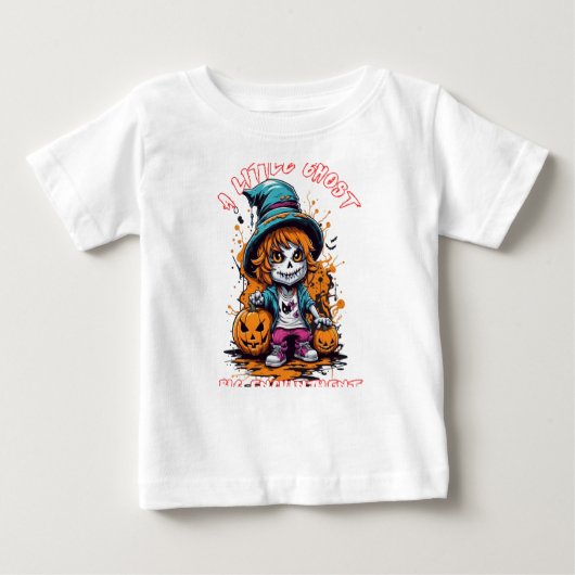 かわいい幽霊シャツ |ハロウィーンティー |ハロウィーン ベビーTシャツ (正面)