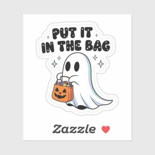 かわいい幽霊シール – 「バッグに入れる」ハロウィン シール (シート)