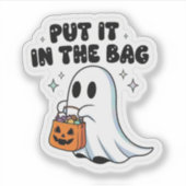 かわいい幽霊シール – 「バッグに入れる」ハロウィン シール (正面)