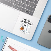かわいい幽霊シール – 「バッグに入れる」ハロウィン シール (ノートパソコンとiPhone)