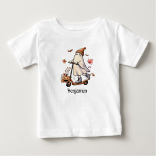 かわいい幽霊スクーターに乗るパーソナライズされた- ベビーTシャツ