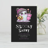 かわいい幽霊スターモダンズミニマリストハロウィーン 招待状 (スタンド正面)