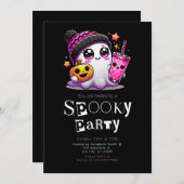 かわいい幽霊スターモダンズミニマリストハロウィーン 招待状 (正面/裏面)