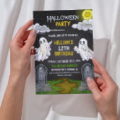 かわいい幽霊ズ墓地ハロウィーン誕生日パーティー 招待状