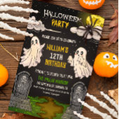 かわいい幽霊ズ墓地ハロウィーン誕生日パーティー 招待状