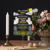 かわいい幽霊ズ墓地ハロウィーン誕生日パーティー 招待状