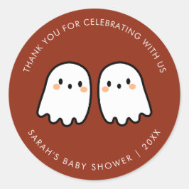 かわいい幽霊ダブルトラブルツインズベビーシャワーのお願い ラウンドシール