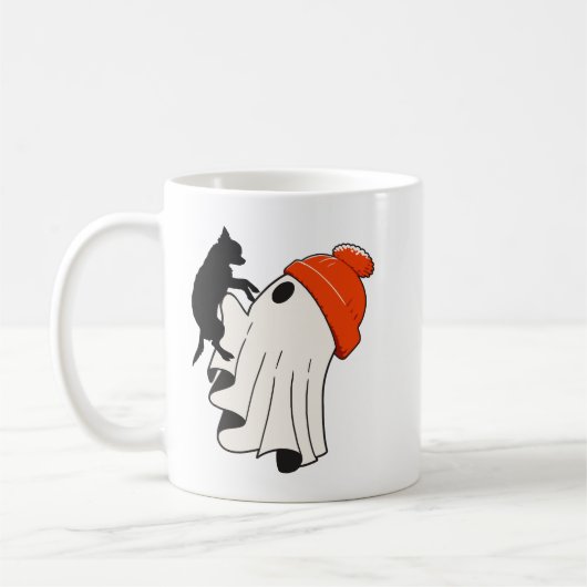 かわいい幽霊チワワ愛好家 コーヒーマグカップ (左)