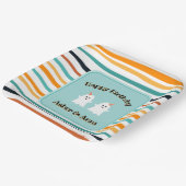 かわいい幽霊ツインズハロウィンストライプハッピーバースデー ペーパープレート (傾斜あり)