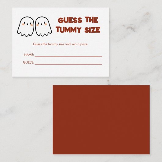 かわいい幽霊ツインズベビーシャワー推測おなかのサイズゲーム エンクロージャーカード (正面/裏面)