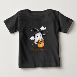 かわいい幽霊トリックまたはトリートキッズのハロウィンTシャツ ベビーTシャツ