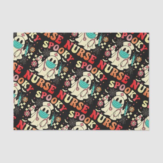 かわいい幽霊ナースハロウィングラフィックレトロパステル 薄葉紙 (正面)