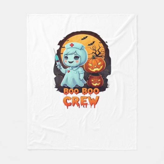 かわいい幽霊ナース- Boo Boo Crewハロウィーンおもしろいクラス フリースブランケット (正面)