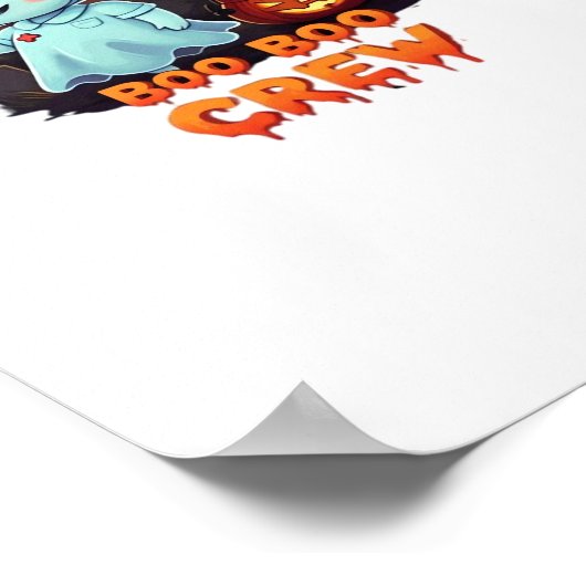 かわいい幽霊ナース- Boo Boo Crewハロウィーンおもしろいクラス ポスター (角)