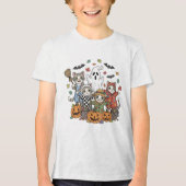 かわいい幽霊ネオンブー | 不気味おもしろいキッズハロウィーン トライブレンドＴシャツ (正面)