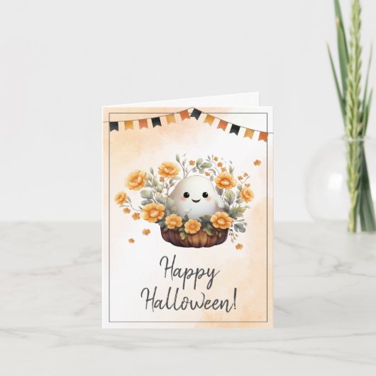 かわいい幽霊ハッピーハローウィン カード (正面)