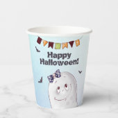 かわいい幽霊ハッピーハローウィン 紙コップ (裏面)